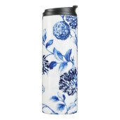 Capri blaues Vintages botanisches BlumenToile No.2 Thermosbecher (Nach links gedreht)