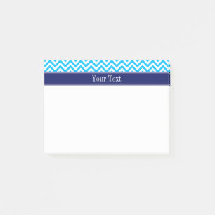 Capri Blue SLg Zickzack Navy Name Monogram Post-it Klebezettel