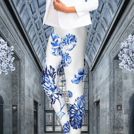 Capri Blue Vintag Botanical Floral Leonbience Leggings