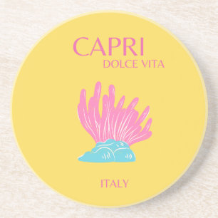 Capri Dolce Vita, Travel Art, Gelb Getränkeuntersetzer