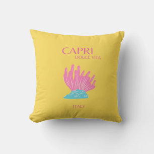 Capri Dolce Vita, Travel Art, Gelb Kissen