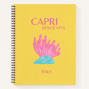 Capri Dolce Vita, Travel Art, Gelb Notizblock