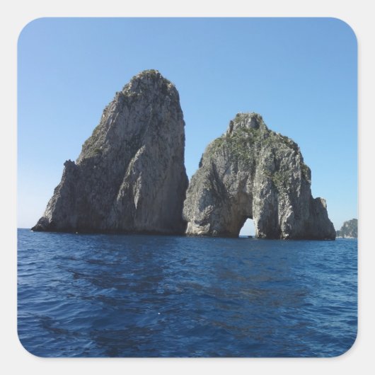 Capri Faraglion Rocks Italien Quadratischer Aufkleber (Vorderseite)
