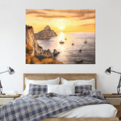 Capri faraglioni rocks ocean sunset drawing with s leinwanddruck (Insitu (Schlafzimmer))