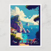 Capri Italien Art Vintage Reise Illustration Postkarte (Vorderseite)