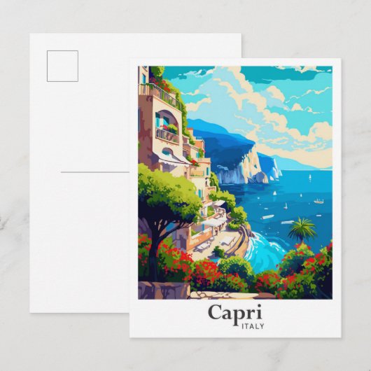 Capri Italien Art Vintage Reisevorführung Postkarte (Vorne/Hinten)