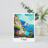 Capri Italien Art Vintage Reisevorführung Postkarte (Stehend Vorderseite)