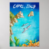 Capri Italien Art Wasserfarbenfreude Poster (Vorne)