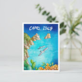 Capri Italien Art Wasserfarbenfreude Postkarte (Stehend Vorderseite)