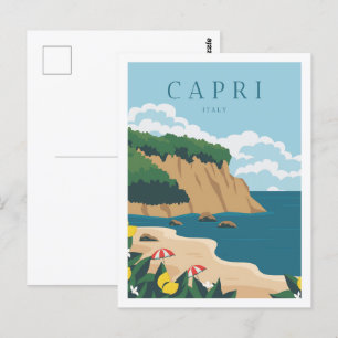 Capri Italien Berühmter Reiseort Illustration Postkarte
