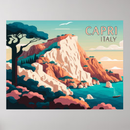 Capri Italien Lemons Mittelmeerinsel Retro Poster