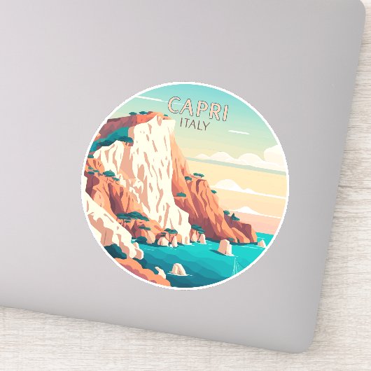 Capri Italien Lemons Mittelmeerinsel Retro Squa Aufkleber (Detail)