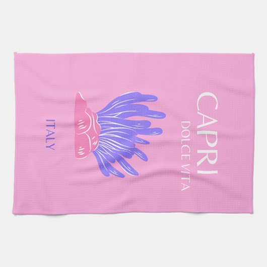 Capri, Italien, Preppy, Pink Geschirrtuch (Horizontal)
