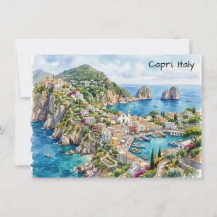Capri Italien Reise Wasserfarbe Minimalistische Re Einladung