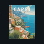 Capri Italien Reisen Kunst Vintag Fleecedecke<br><div class="desc">Capri Retrovektor Vektor Reise Design. Capri,  eine Insel im italienischen Golf von Neapel,  ist für ihre wilde Landschaft berühmt.</div>