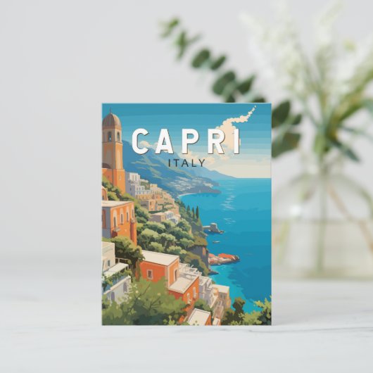 Capri Italien Reisen Kunst Vintag Postkarte (Stehend Vorderseite)