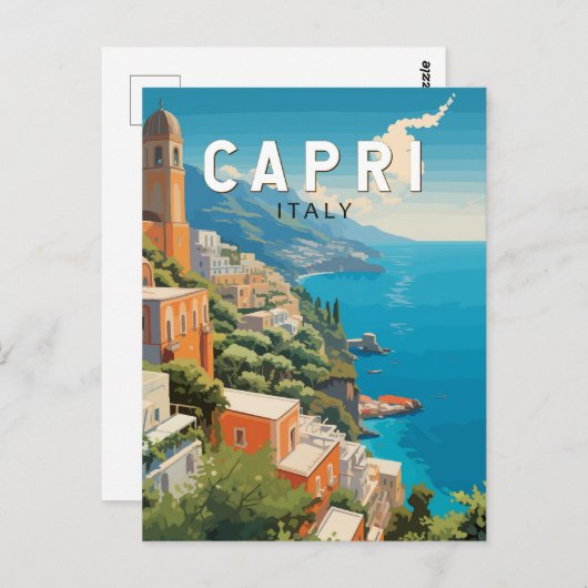 Capri Italien Reisen Kunst Vintag Postkarte (Vorne/Hinten)