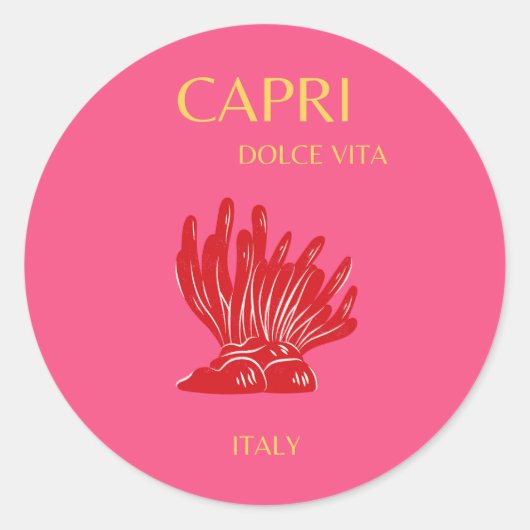 Capri, Italien, Rosa Runder Aufkleber (Vorderseite)