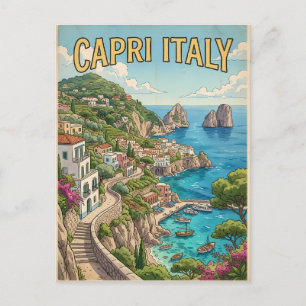 Capri Italien Vintage Anime Reise Postkarte