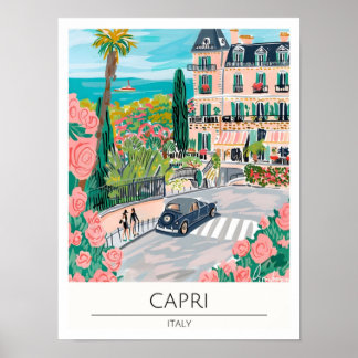 Capri Italien Vintage-Kunst-Illustration Reise Poster