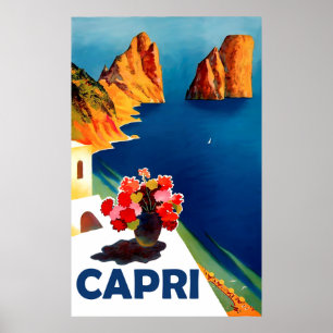 Capri, Italien. Vintage Reise Poster