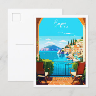 Capri Italien vintage Reiseillustration Postkarte