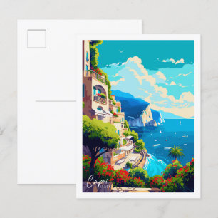 Capri Italien vintage Reiseillustration Postkarte