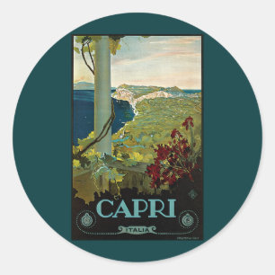 Capri, Italien, Vintage Reiseposter Kunst Italia Runder Aufkleber