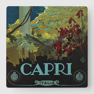 Capri, Italien, Vintage Travel Poster Art Italia Quadratische Wanduhr