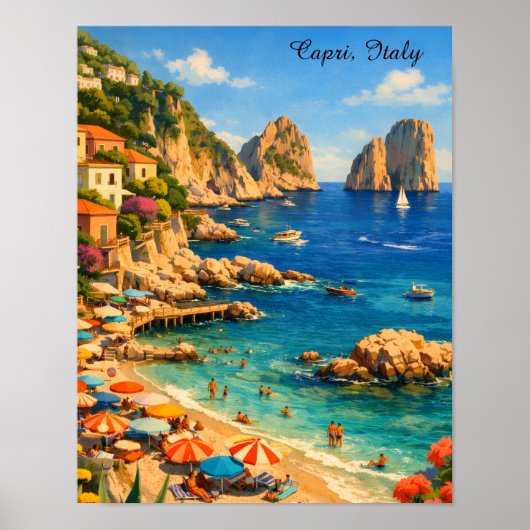 Capri Italy Vintage Marina Piccola Beach Poster (Vorne)