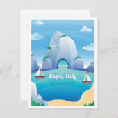 Capri Italy Vintage Travel Illustration Postkarte (Vorne/Hinten)