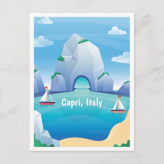 Capri Italy Vintage Travel Illustration Postkarte (Vorderseite)