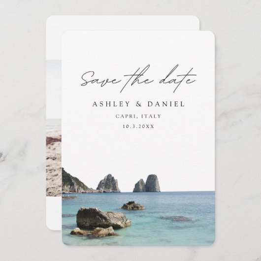 Capri Italy Wedding Save the Date Einladung (Vorne/Hinten)