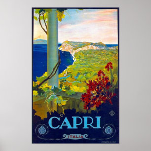 Capri, Küstenlinie, Meer, Italien, Italiener Poster