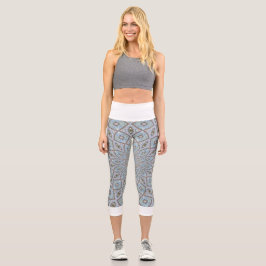 Capri Leggings Grau Abstrakte weiße Taille