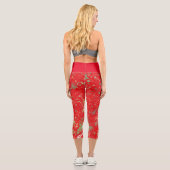 Capri Leggings in rot-grüner Abstraktion (Rückseite)