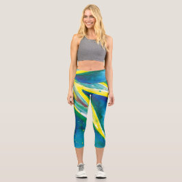 Capri-Leggings in Star Burst Blue Capri Leggings