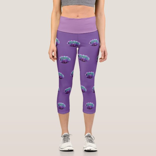 Capri Leggings Lila Blume (Vorderseite)