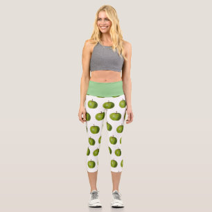Capri Leggings mit einem grünen Apfeldesign
