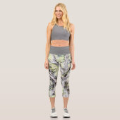 Capri Leggings mit grauem und grünem Abstract-Desi (Vorderseite)