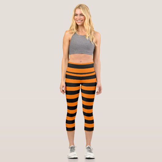 Capri Leggings Orange Black Stripes (Vorderseite)