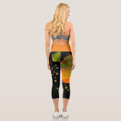 Capri Leggings Orange Leaf & Black (Rückseite)