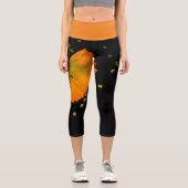 Capri Leggings Orange Leaf & Black (Vorderseite)