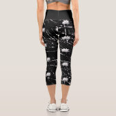 Capri Leggings Schwarz-weiße Rose und Kratzer (Rückseite)
