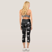 Capri Leggings Schwarz-weiße Rose und Kratzer (Rückseite)