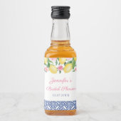 Capri Lemons Blue White Tile Polterabend Gefallen Alkoholflaschenetikett (Vorderseite)