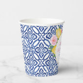 Capri Lemons Blue & White Tiles Baby Dusche Party Pappbecher (Rechts)