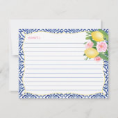 Capri Lemons Rosa Blumenempfehlung für die Mama-to Einladung (Rückseite)