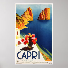 CAPRI NAPLES ITALIEN Reiseplaner Vintag Art Deco Poster