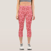 Capri - Rote Sterne auf Rosa Leggings (Vorderseite)